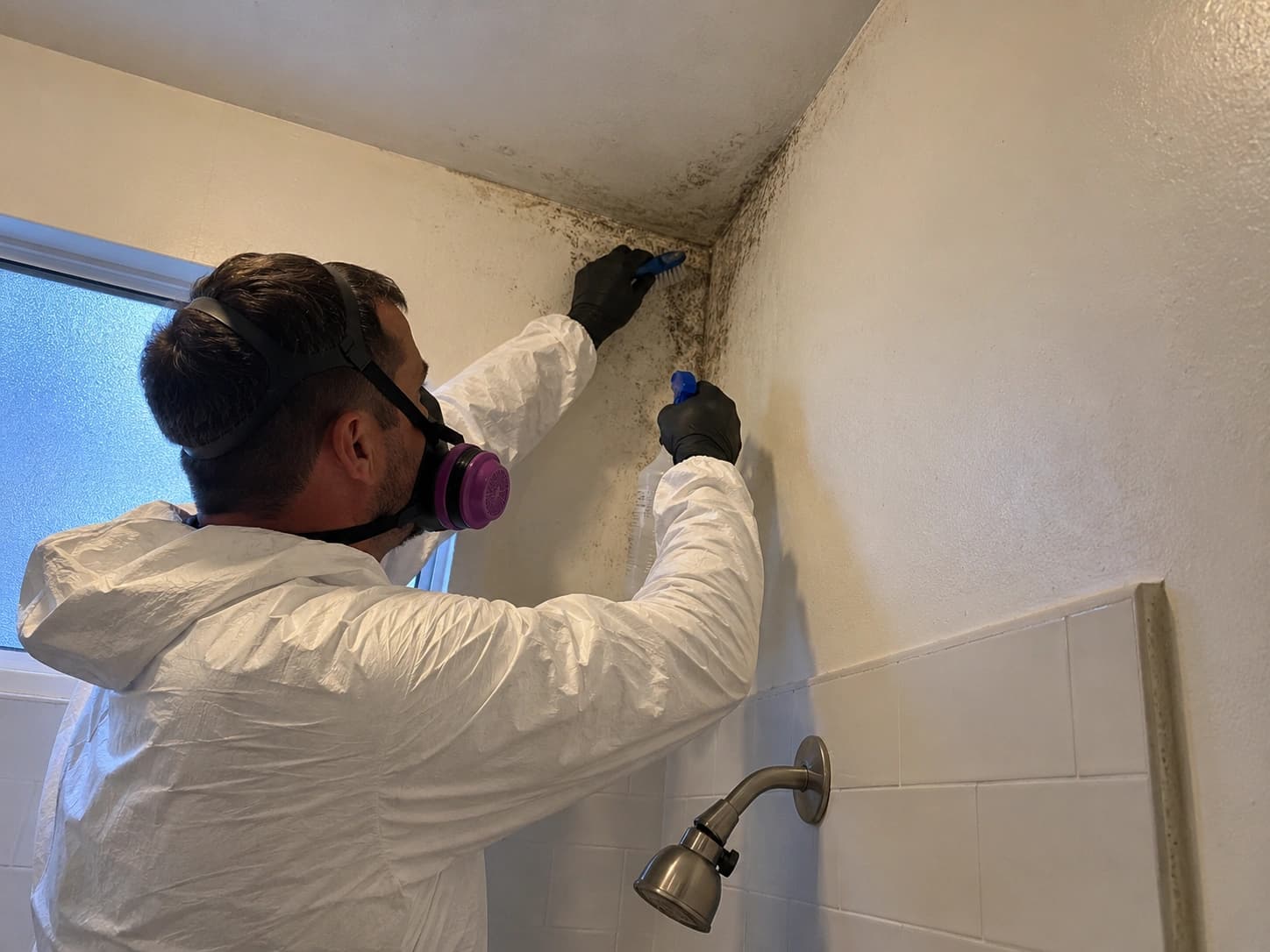 Mold removal work on an interior wall in Santa Rosa