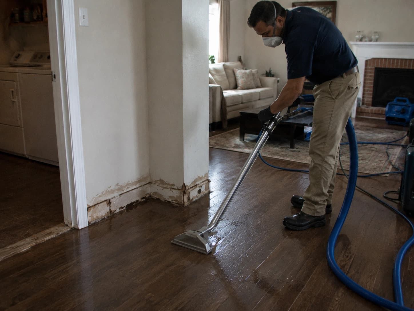 Water damage restoration equipment in a Santa Rosa residence